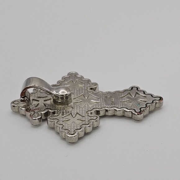 Cross Pendant Rhinestone Western Orange Leather Silver Tone 2.75" Faith Cowgirl - Picture 10 of 14